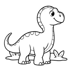 Vector illustration of a cute Dino doodle for toddlers coloring activity
