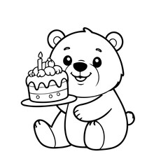 Cute vector illustration Bear doodle for kids coloring worksheet