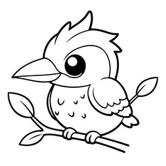 Vector illustration of a cute Kingfisher doodle for toddlers worksheet