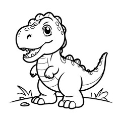 Cute vector illustration TRex drawing for children page