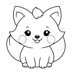 Cute vector illustration Fox for kids colouring page