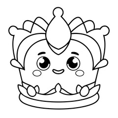 Vector illustration of a cute crown doodle colouring activity for kids