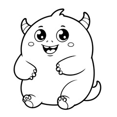 Vector illustration of a cute Monster drawing for kids page