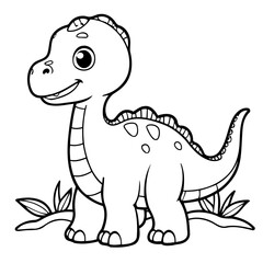 Cute vector illustration Dino drawing for colouring page