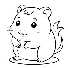 Vector illustration of a cute hamster drawing for children page