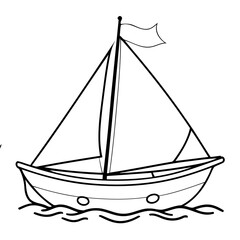 Cute vector illustration SailBoat for toddlers colouring page