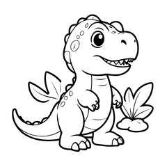 Simple vector illustration of TRex for toddlers colouring page