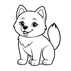 Simple vector illustration of Husky hand drawn for kids page