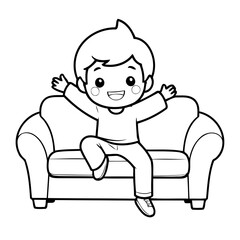 Cute vector illustration Boy hand drawn for kids coloring page