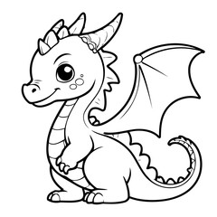 Cute vector illustration Dragon doodle for kids colouring page
