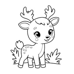 Cute vector illustration deer doodle for toddlers coloring activity