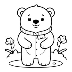 Cute vector illustration Polarbear drawing for toddlers colouring page