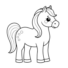 Simple vector illustration of Horse for kids colouring worksheet