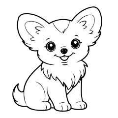 Cute vector illustration Papillion hand drawn for kids coloring page
