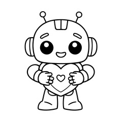 Cute vector illustration Robot drawing for kids page
