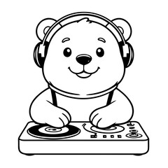 Simple vector illustration of Bear doodle for toddlers worksheet