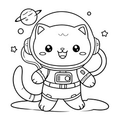 Cute vector illustration Cat doodle colouring activity for kids