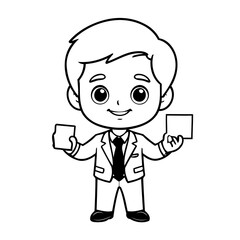 Vector illustration of a cute Businessman doodle for kids colouring page