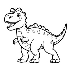 Cute vector illustration Dino drawing for kids colouring page