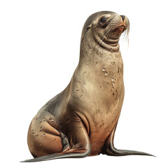 Obraz premium A Galapagos sea lion sits calmly on a Png background, a galapagos sea lion isolated on transparent background