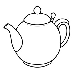 Vector illustration of a cute Teapot drawing for toddlers colouring page