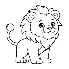 Cute vector illustration Lion drawing colouring activity