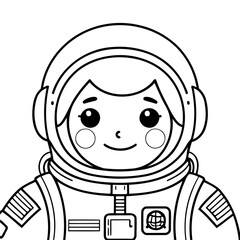 Simple vector illustration of Astronaut colouring page for kids