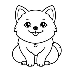 Cute vector illustration Pomsky drawing for kids colouring page