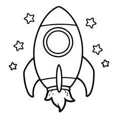 Simple vector illustration of Rocket for children colouring activity