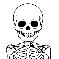 Cute vector illustration Skeleton colouring page for kids