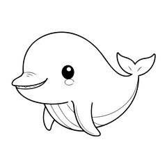 Simple vector illustration of Whale drawing for toddlers book
