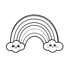 Vector illustration of a cute Rainbow drawing for colouring page