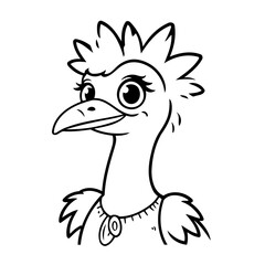 Simple vector illustration of Ostrich hand drawn for toddlers