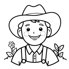Simple vector illustration of Farmer for kids coloring page