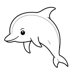 Naklejka premium Cute vector illustration Dolphin drawing for kids colouring page