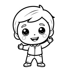 Vector illustration of a cute Boy doodle for kids coloring worksheet