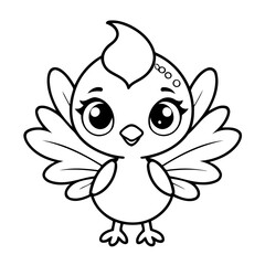 Vector illustration of a cute Peacock drawing for toddlers coloring activity