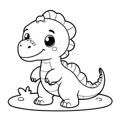Cute vector illustration dinosaur drawing for kids page