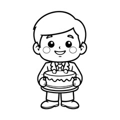 Vector illustration of a cute Businessman doodle for kids coloring worksheet