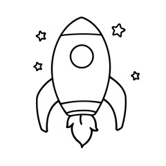 Simple vector illustration of Rocket drawing for kids colouring page