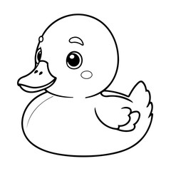Simple vector illustration of Duck drawing colouring activity