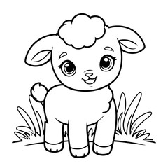 Vector illustration of a cute Lamb drawing colouring activity