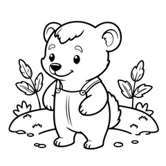 Cute vector illustration Badger for children colouring activity