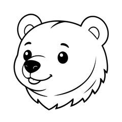 Simple vector illustration of Bear hand drawn for kids coloring page