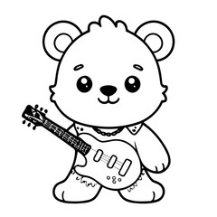 Cute vector illustration Bear drawing for kids page