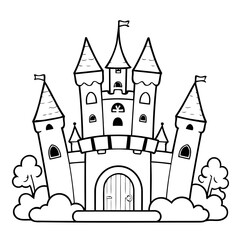 Cute vector illustration castle hand drawn for toddlers