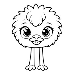 Vector illustration of a cute Ostrich doodle for kids coloring worksheet