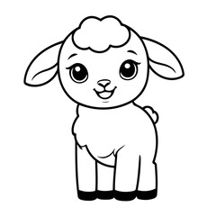 Simple vector illustration of Lamb for kids coloring page