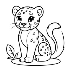 Vector illustration of a cute cheetah drawing for colouring page