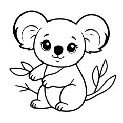 Simple vector illustration of koala colouring page for kids